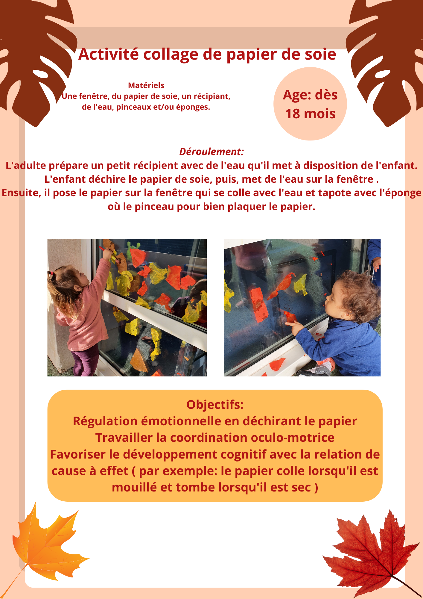 Activité collage de papier de soie
